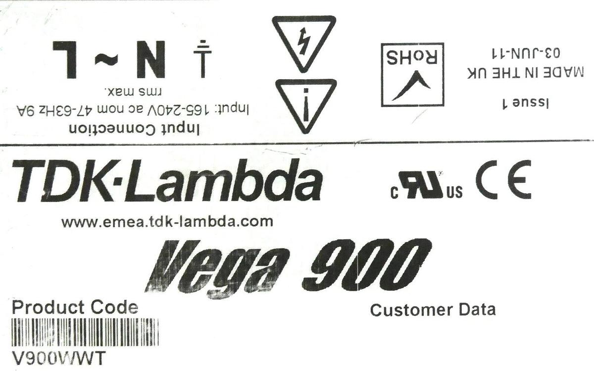 Used TDK-Lambda V900WWT Spectrometer Power Supply Vega 900 AB Sciex Working Surplus