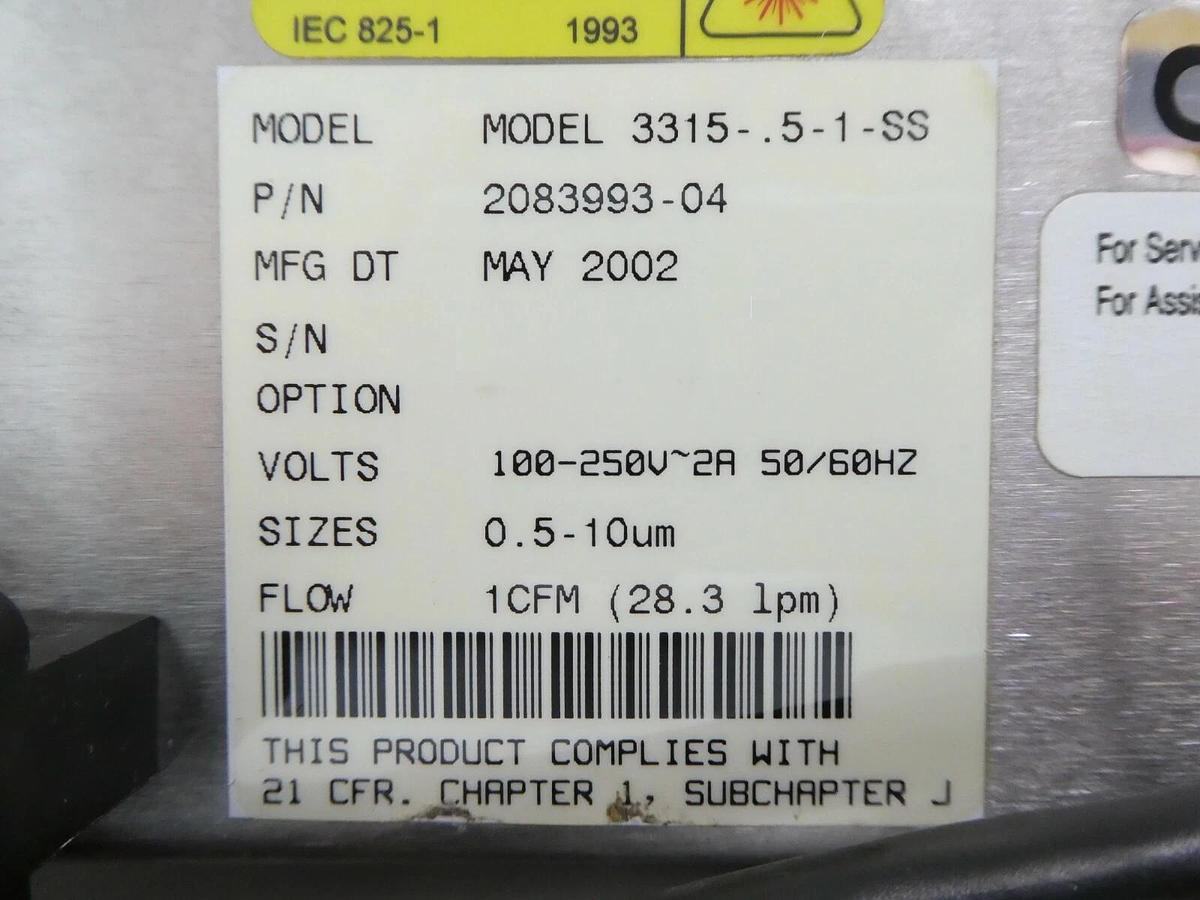 Used Met One 2083993-04 Particle Counter 3315-.5-1-SS Pacific Scientific Working
