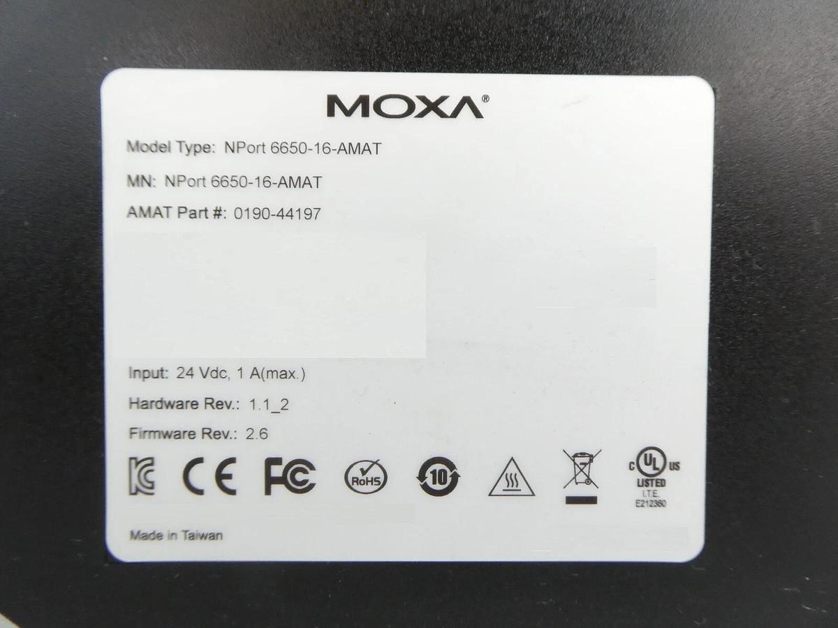 Used Moxa NPort 6650-16 16-Port Terminal Server AMAT 0190-44197 Working Surplus