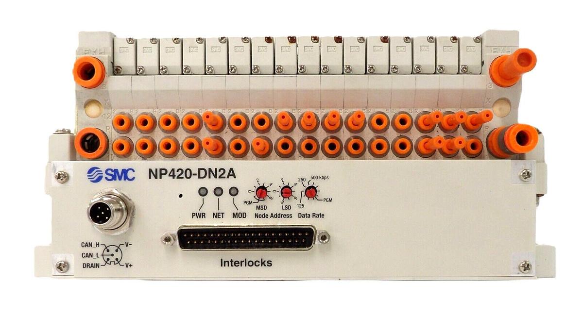 Used SMC VV5Q11-16-X1380 16-Port Pneumatic Manifold NP420-DN2A AMAT Working