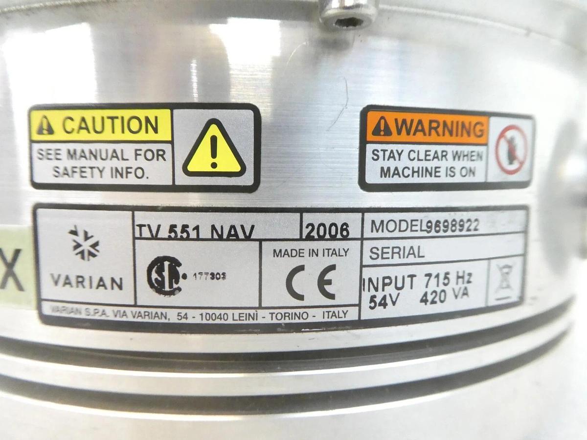 Used TV 551 NAVIGATOR Varian 9698922 Turbomolecular Pump Turbo Tested Working