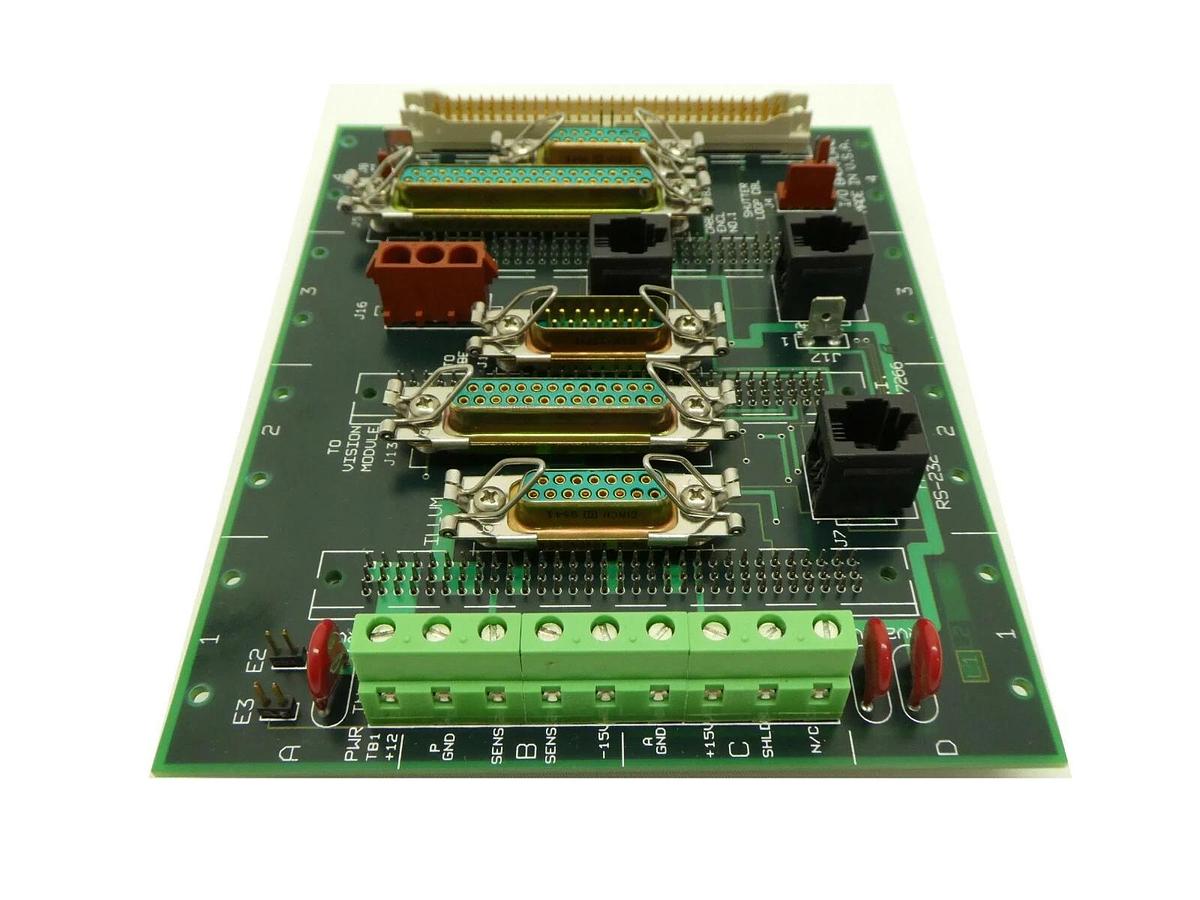 Used ESI Electro Scientific Industries CKA 77266 Auxiliary I/O Backplane PCB Working