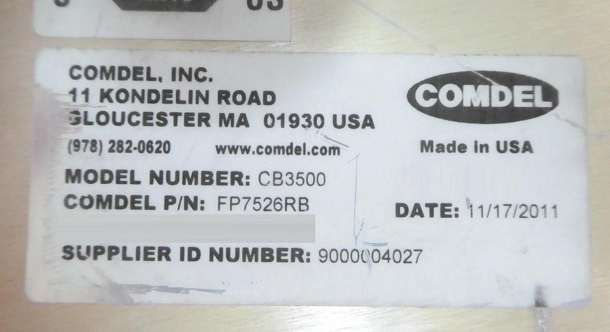 Used CB3500 Comdel FP7526RB 3500 Watt RF Power Supply Working Surplus