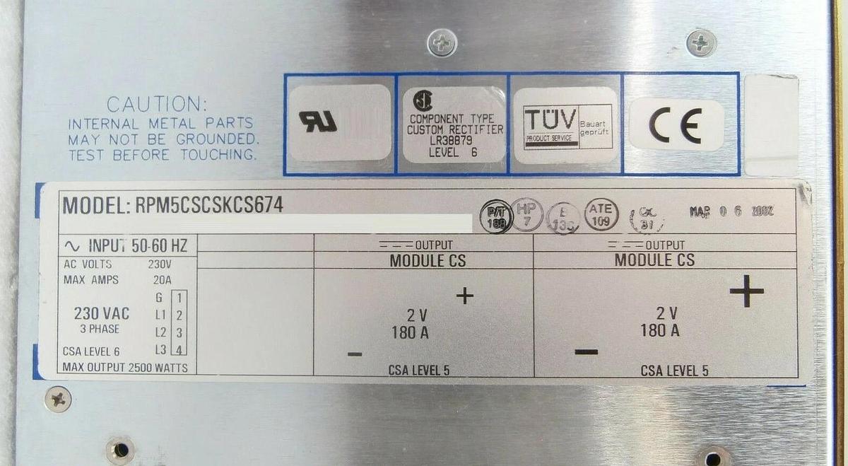 Used Power-One RPM5CSCSKCS674 Power Supply 2500W Schlumberger 97171046 Working Spare