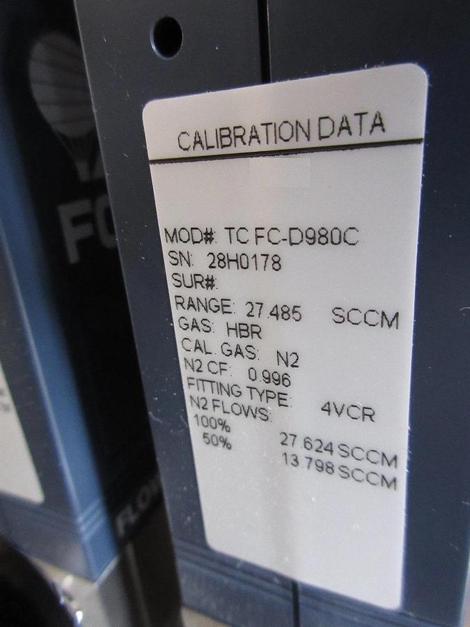Used Aera TC FC-D980C Mass Flow Controller HBR 27.485 SCCM w/ CA-98D9-Z Adapter Used