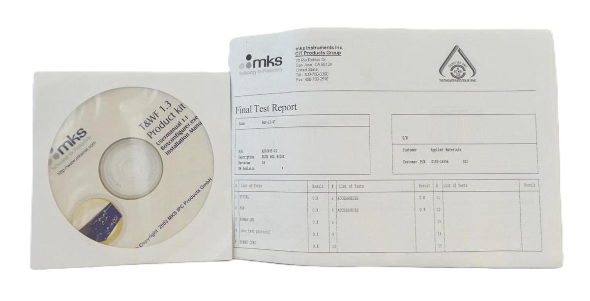Used MKS Instruments AS00455-01 eDiagnostics System Interface Blue Box 8000x AMAT New