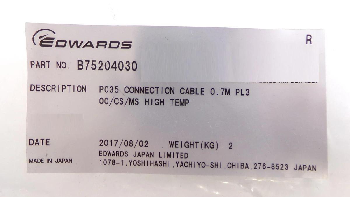 STP Edwards B752-04-030 Turbomolecular Pump Control Cable 1M Turbo Working