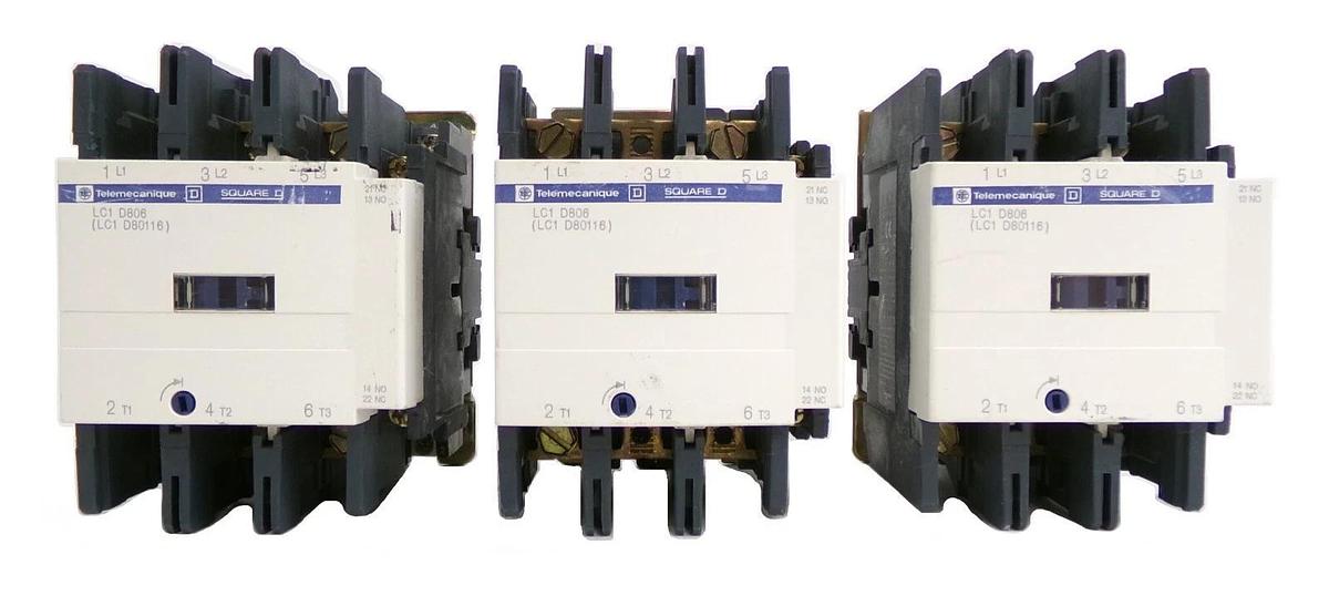 Used Telemecanique LC1D80116 Contactor LC1 D806 Square D Lot of 3 Working