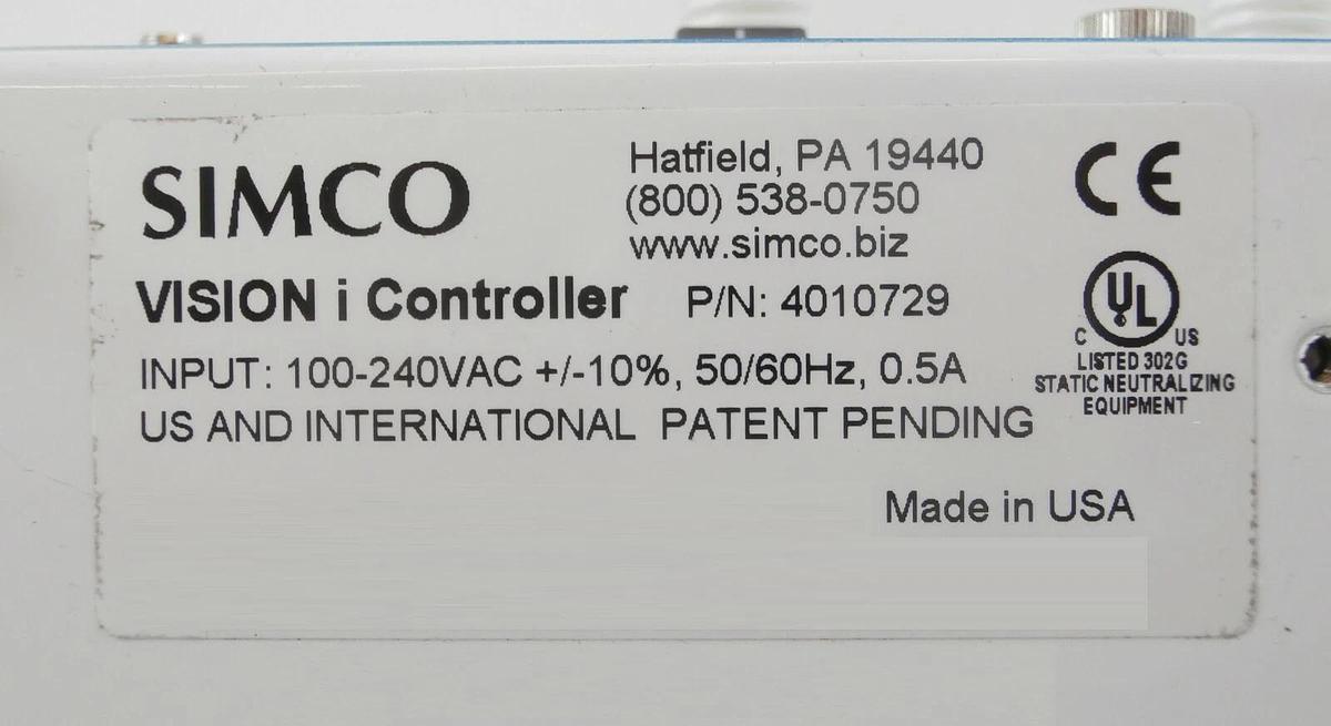Used Simco 4010729 Ionizing Bar Controller Ionizer VISION i Missing Cap As-Is Working