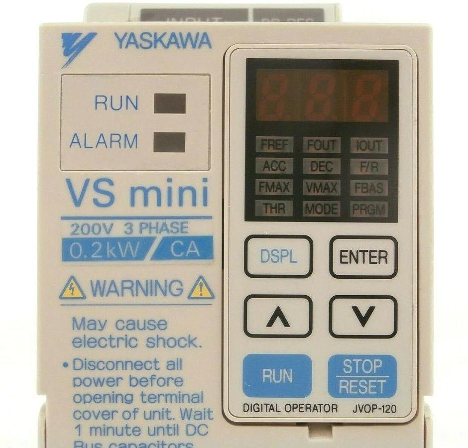 Used Yaskawa CIMR-XCAV20P2 Digital Inverter VS mini JVOP-120 200V 3 Phase 0.2kW Spare