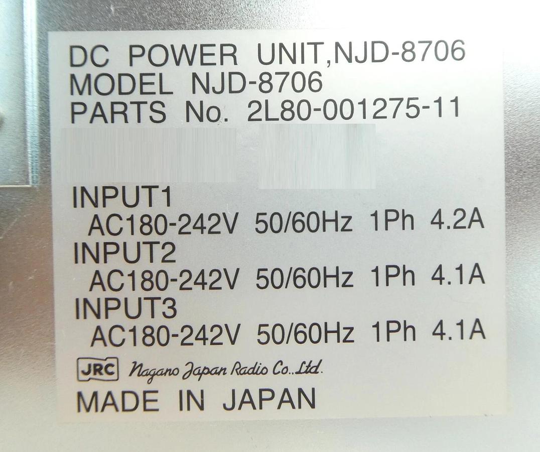 Used TEL Tokyo Electron 2L80-001275-11 DC Power Unit Assembly NJD-8706 Working