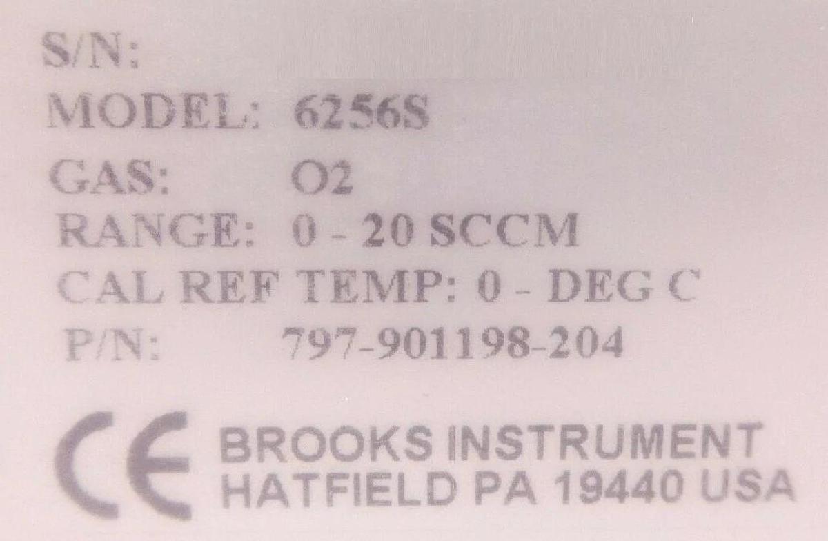 Brooks 6256S Mass Flow Controller MFC 0-20 SCCM O2 Lam 797-901198-204 New Spare