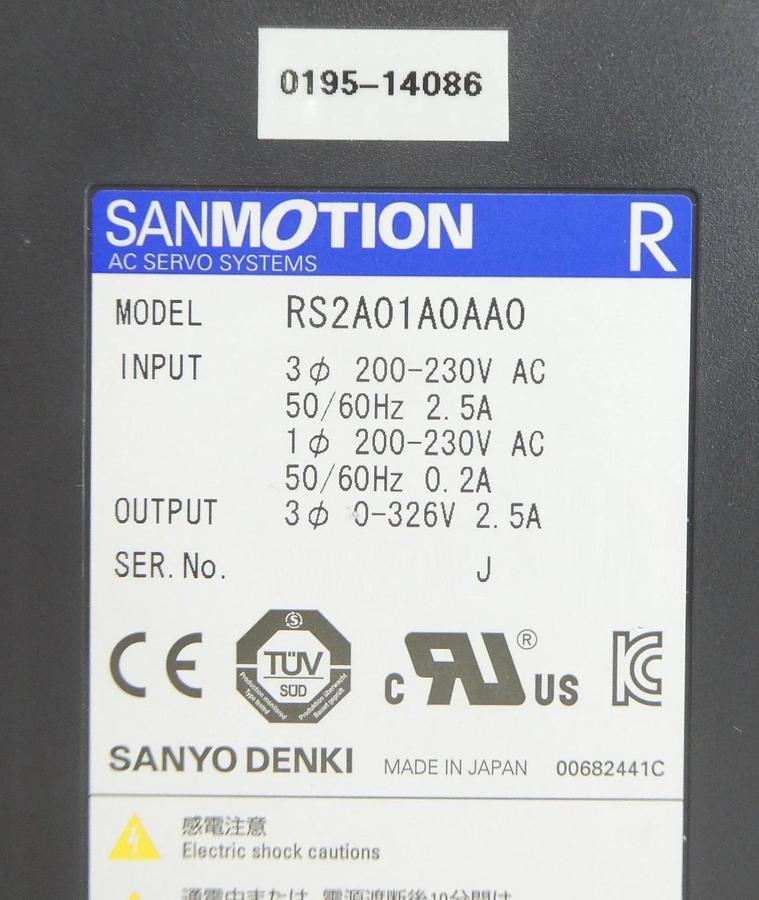 Used Sanyo Denki RS2A01A0AA0 AC Servo Drive SANMOTION R AMAT 0195-14086 Lot of 2