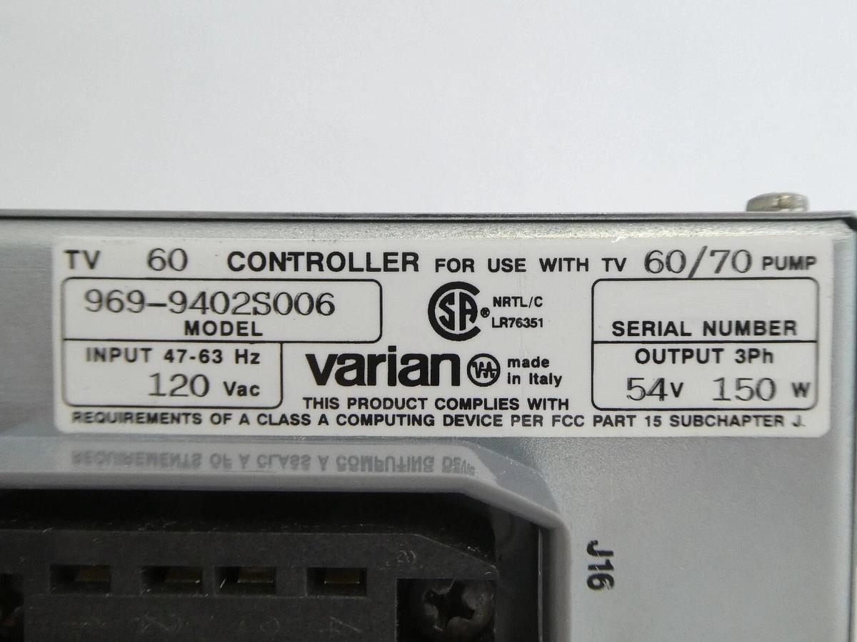 Used Turbo-V 60 Varian 969-9402S006 Turbomolecular Pump Controller Working Surplus