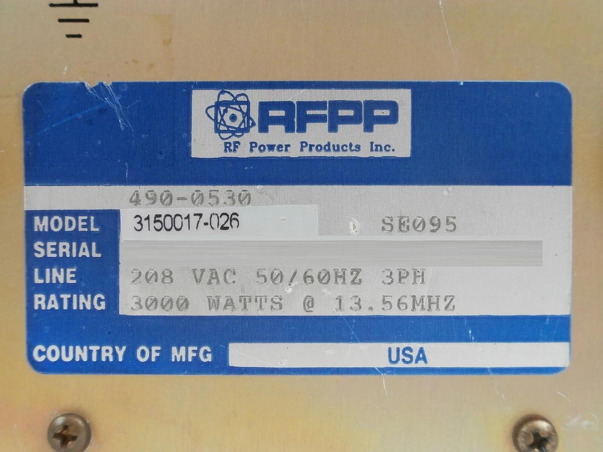 Used RF30S RFPP RF Power Products 490-0530 RF Generator AE 3150017-026 Tested Working