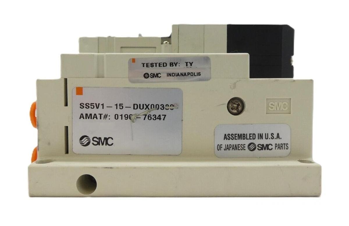Used SMC SS5V1-15-DUX00300 15-Port Pneumatic Manifold AMAT 0190-76347 Working Surplus