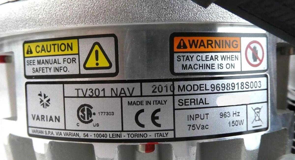 Used TV-301 NAV Varian 9698918S003 Turbo Pump UltrafleXtreme Spectrometer Working