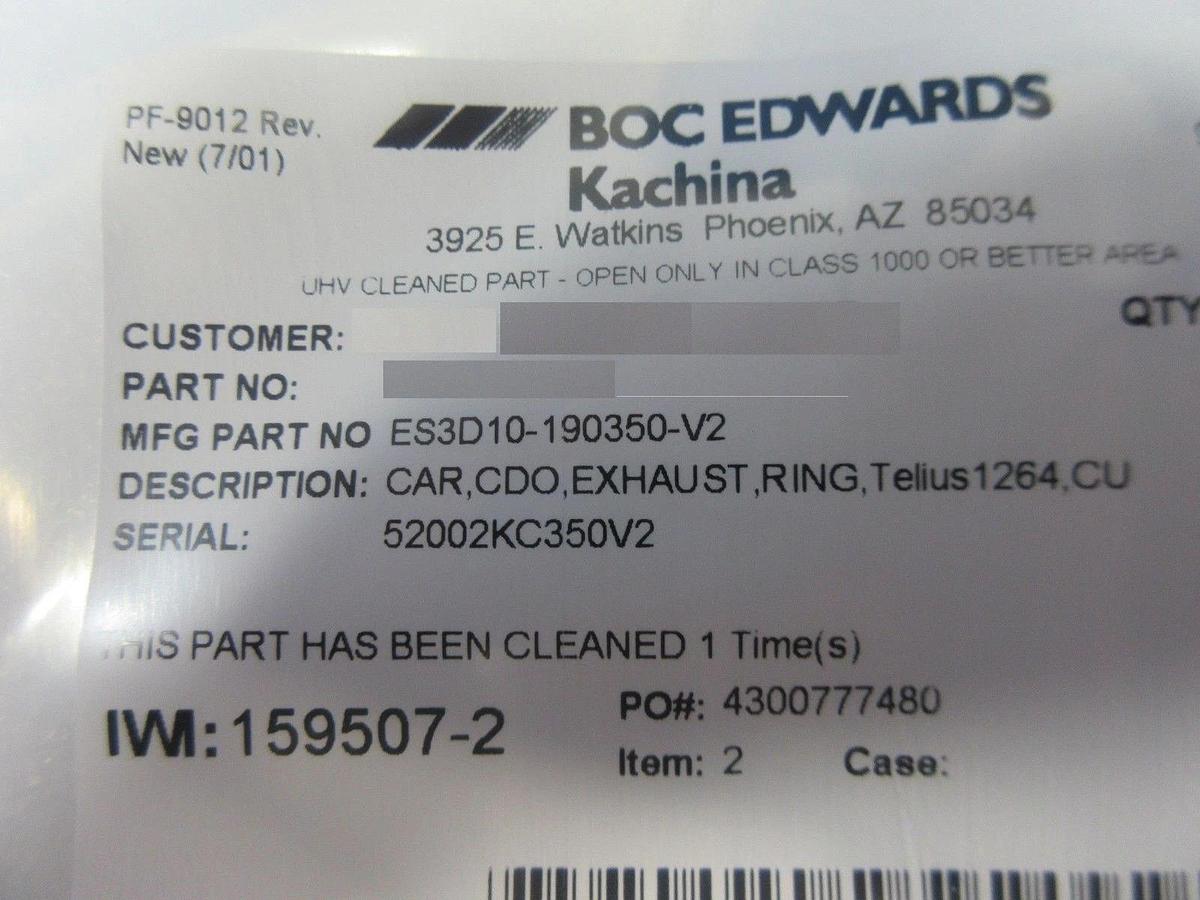 Refurbished TEL Tokyo Electron 3D10-190350-V2 Exhaust Plate Telius Copper Cu Refurbished