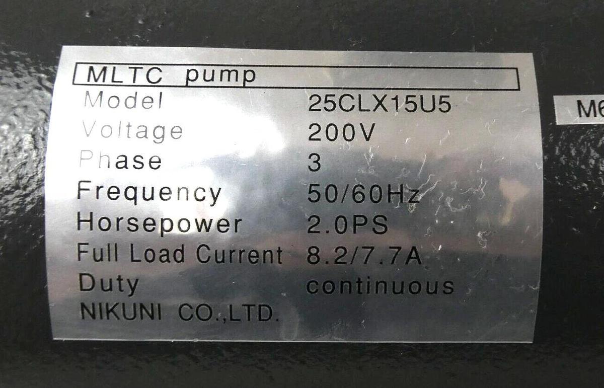 Used Nikuni 25CLX15U5 MLTC Centrifugal Pump 25CLX15U5 Motor Nikon NSR-S205C Working