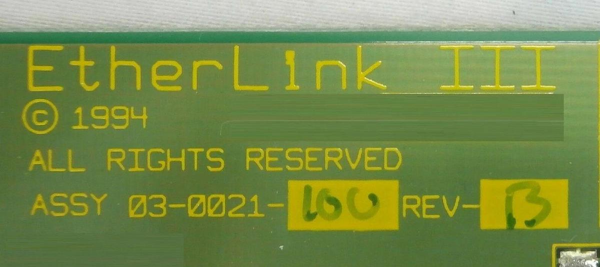 Used 3Com 03-0021-100 EtherLink III Adapter Board PCB Card Clusterlock 7000 Spare