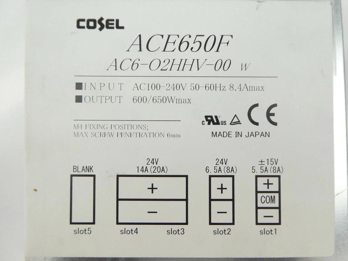 Used Cosel AC6-02HHV-00 W 650W Power Supply ACE650F Working Surplus