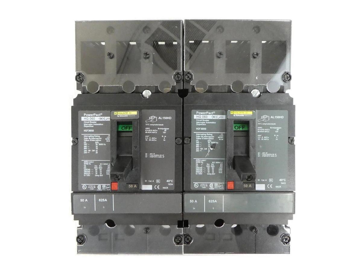 Used Square D HGF36050 Circuit Breaker PowerPact HG 060 Reseller Lot of 2 Working