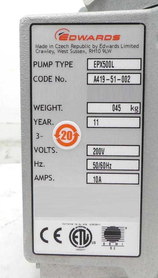 Used EPX 500L Edwards A419-51-002 High Vacuum Dry Pump Tested Not Working