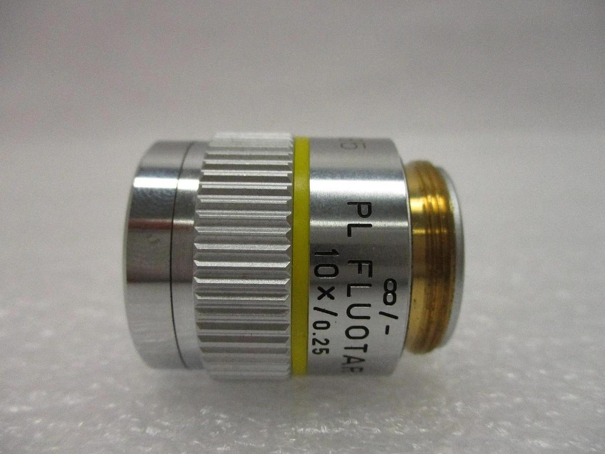 Used Leica 567050 Microscope Objective PL Fluotar 10x/0.25 ∞/- with Sleeve Working