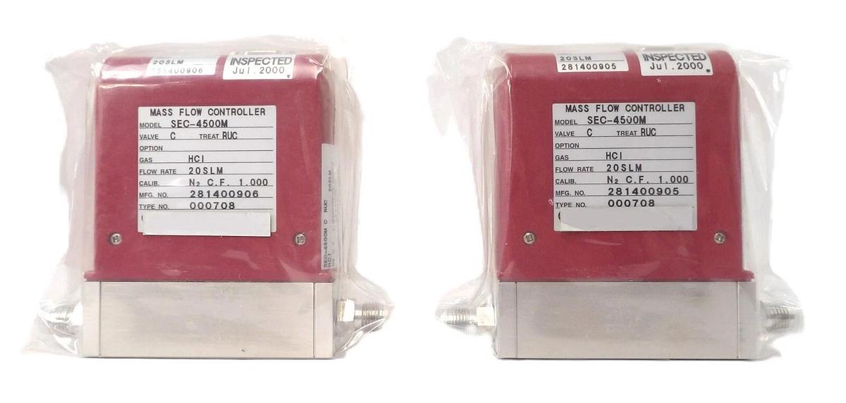 Used STEC SEC-4500M Mass Flow Controller MFC 20 SLM HCI Lot of 2 New Surplus
