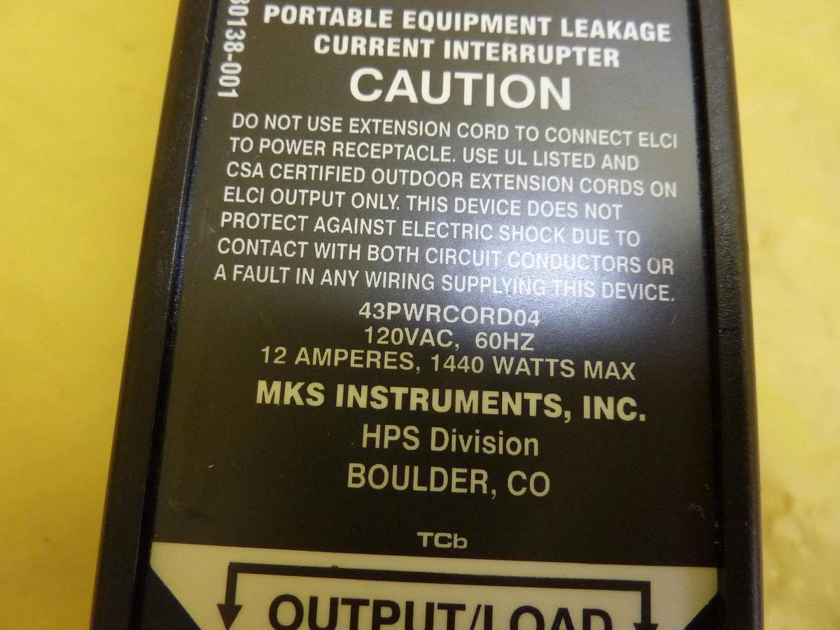 Used MKS Instruments 43PWRCORD04 Equipment Leakage Current Interrupter Lot of 6 Spare
