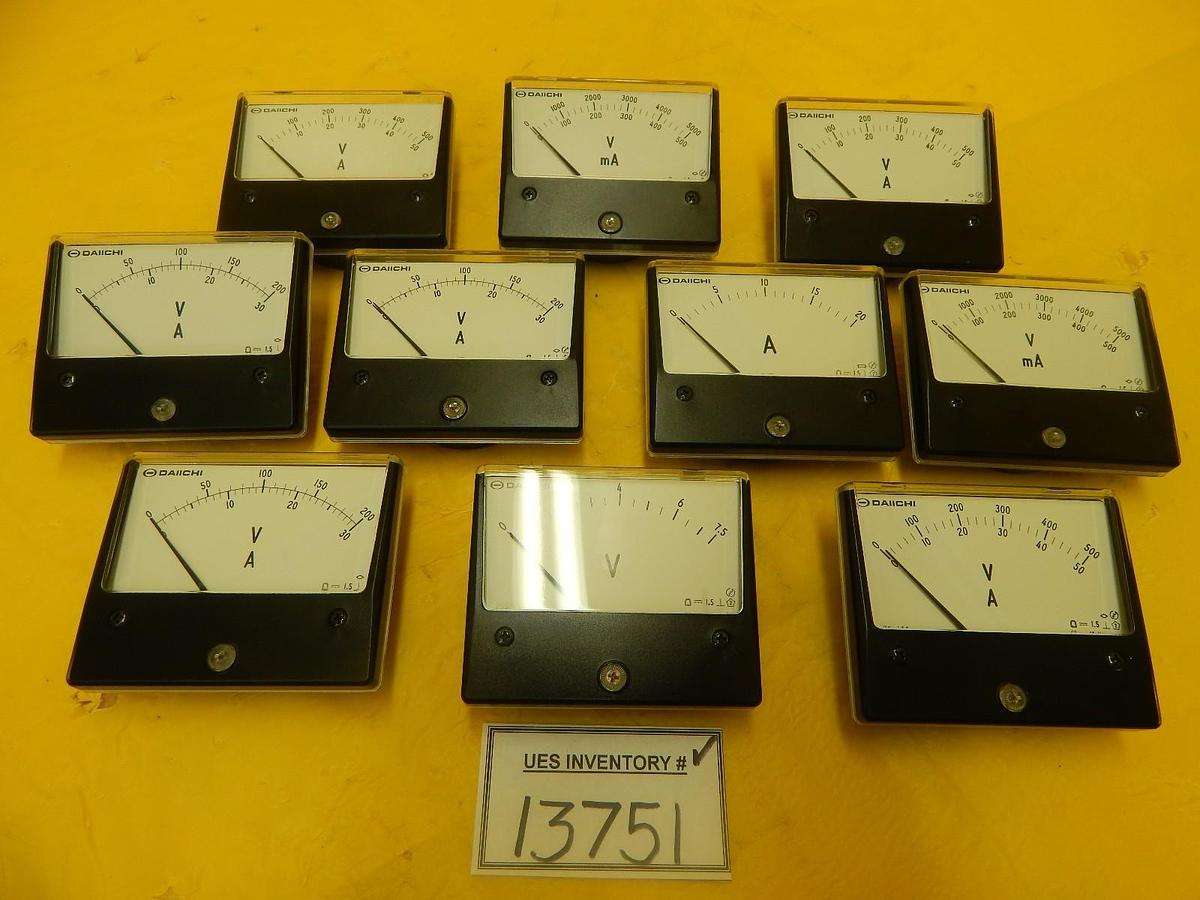Used Daiichi LMK-10C Oblong Meter LK Series DC Voltmeter Ammeter Lot of 10 Used