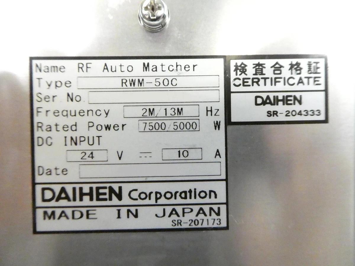 Used Daihen RWM-50C RF Auto Matcher 2/13MHz @ 7500/5000 Watts Working Surplus
