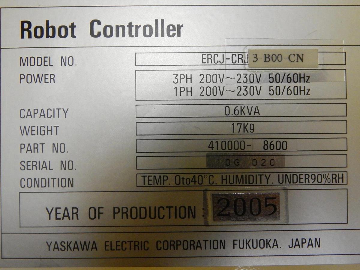 Used Yaskawa Electric 410000-8600 Robot Controller ERCJ-CRJ3-B00-CN TEL PR300Z Spare
