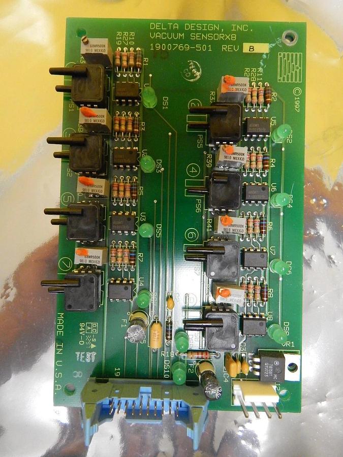 Used Delta Design 1900769-501 Vacuum Sensor X8 Board PCB Rev. B Used Working