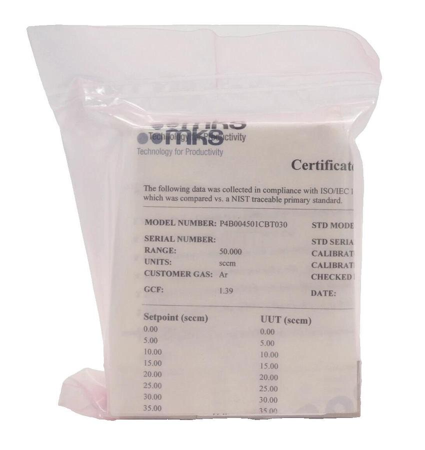 MKS Instruments P4B004501CBT030 Mass Flow Controller MFC 50 SCCM Ar New Surplus