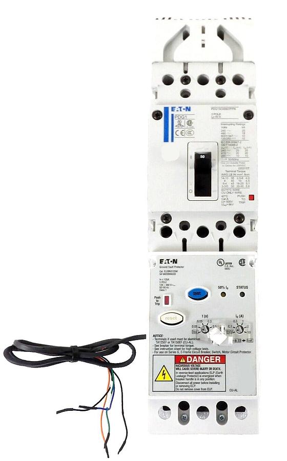 Used Eaton PDG13C0050TFFN 3-Pole Industrial Circuit Breaker PDG1 Working Surplus