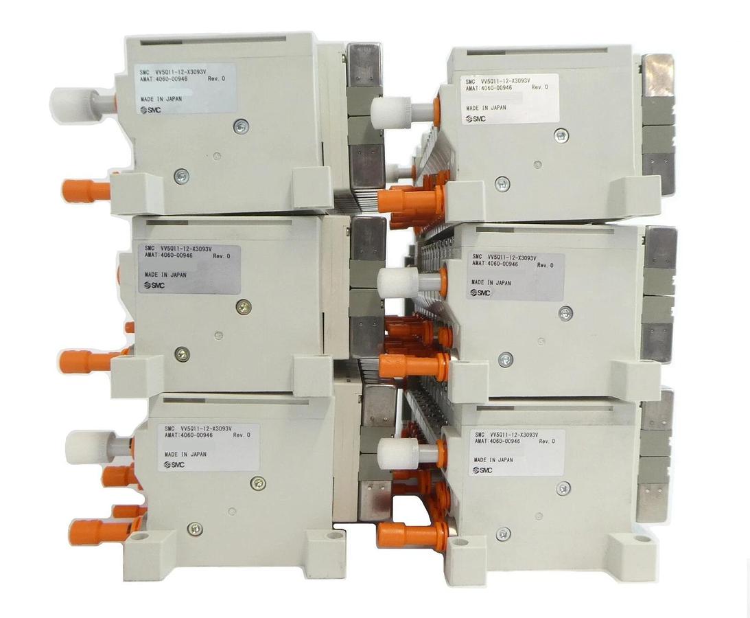 Used SMC VV5Q11-12-X3093V 12-Port Manifold AMAT 4060-00946 Lot of 6 Working Spare