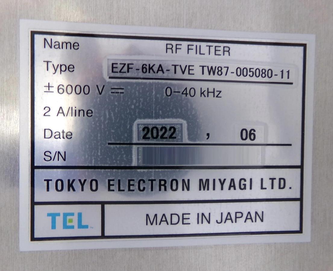 Used TEL Tokyo Electron EZF-6KA-TVE TW87-005080-11 RF Filter 6000 VDC 0-40kHz Working