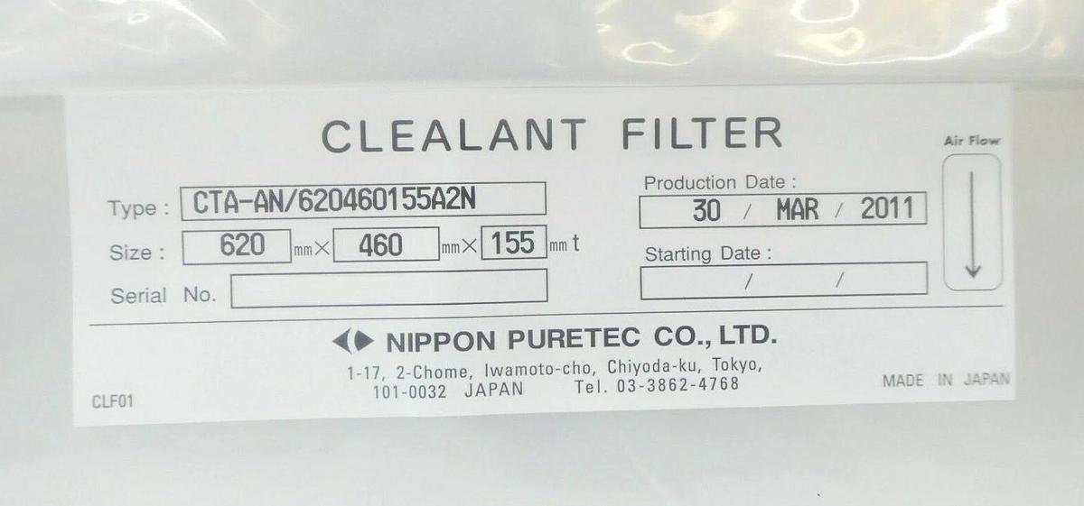 Nippon Puretec CTA-AN/620460155A2N Chemical Filter TEL Tokyo Electron ACT8 New