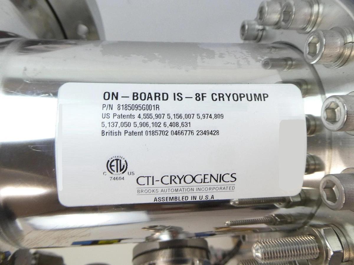 Used CTI-Cryogenics 8185095G001R On-Board IS-8F Cryopump AMAT Tested Working Surplus