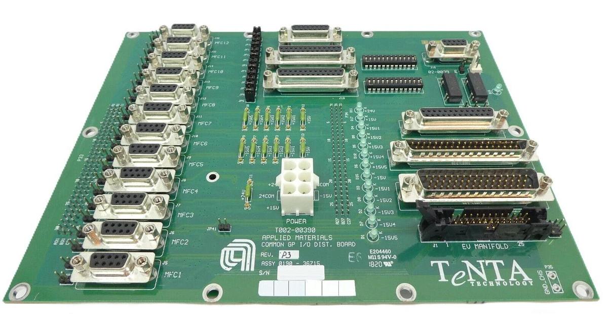 Used TeNTA Technology T002-00390 Common GP I/O Distribution PCB AMAT 0190-36715 Spare