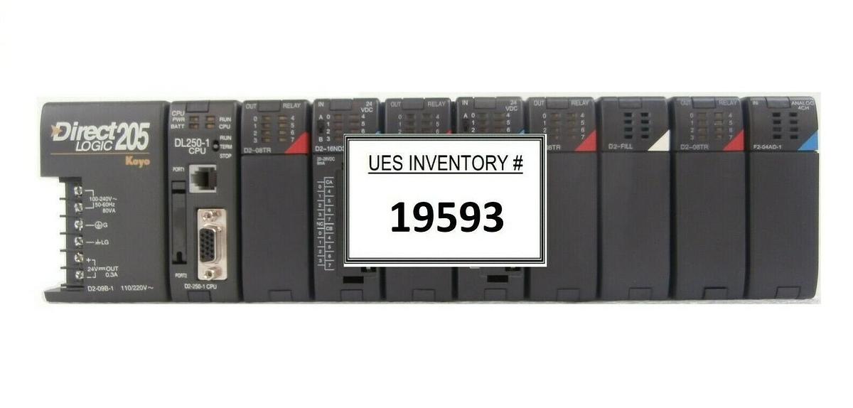 Used Automation Direct D2-09B-1 9-Slot PLC D2-250-1 DirectLOGIC 205 Koyo Working