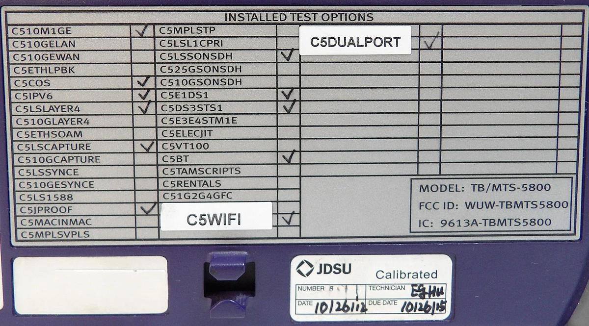 Used JDSU 5812P T-BERD 5800 Communication Analyzer TB/MTS-5800 Untested As-Is