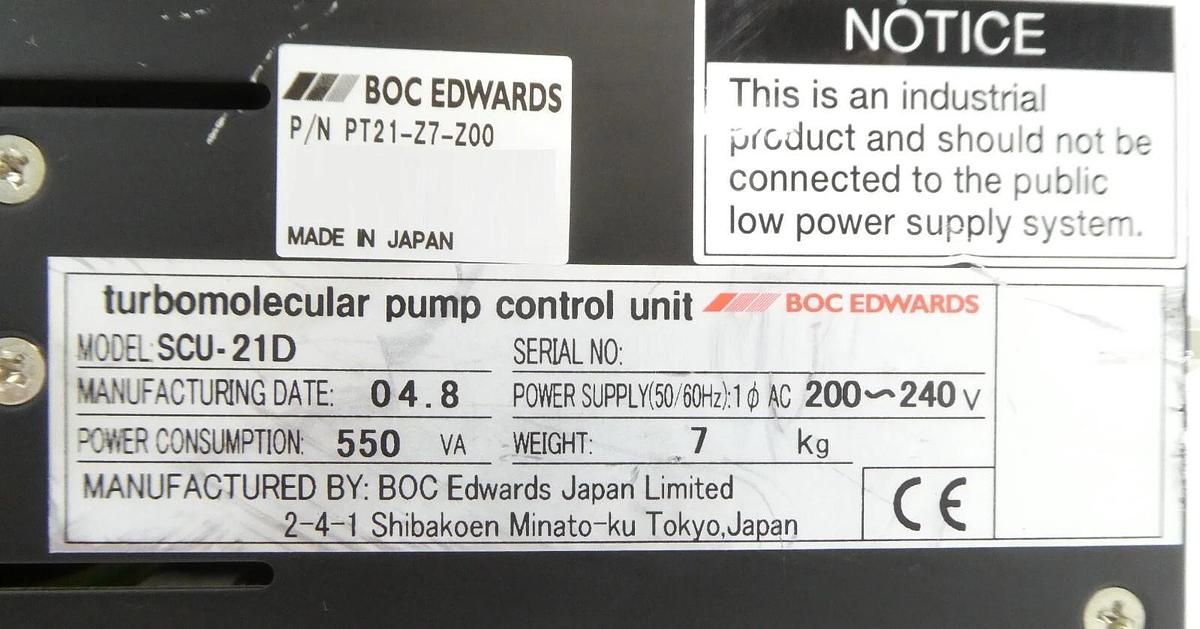 Used SCU-21D Seiko Seiki PT21-Z7-Z00 Turbomolecular Pump Controller Turbo Working