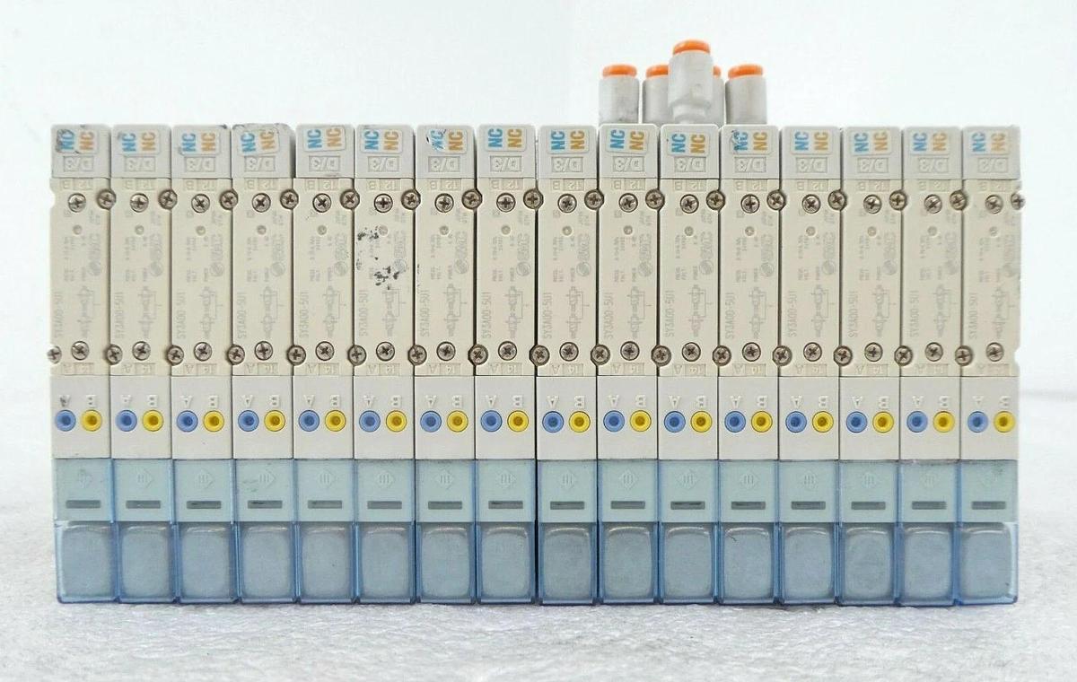 Used AMAT Applied Materials Pneumatic Block SMC 16-Port Manifold INR587-33 Surplus