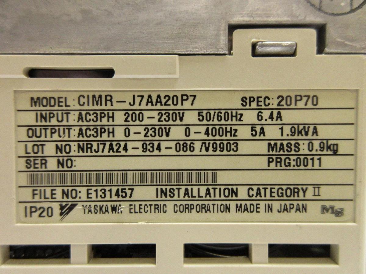 Used Yaskawa Electric CIMR-J7AA20P7 Inverter Drive VS Mini J7 Working