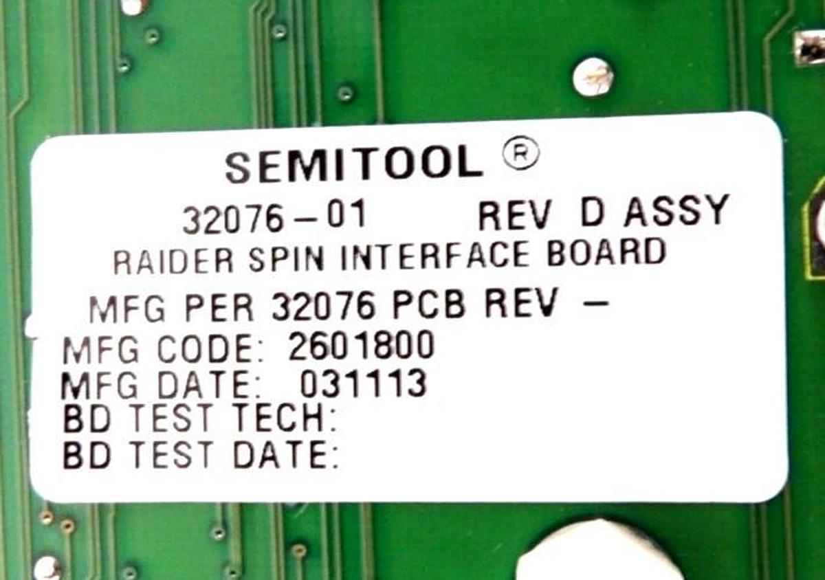 Refurbished Semitool 32076-01 Raider Spin Interface Assembly PCB Board OEM Refurbished