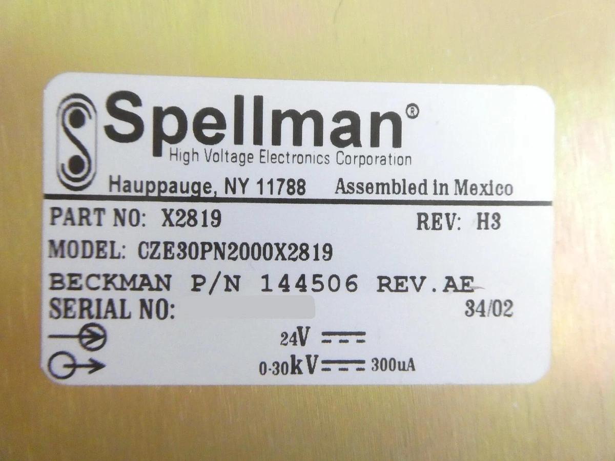 Used Spellman X2819 High Voltage Power Supply CZE30PN2000X2819 AB Sciex Working