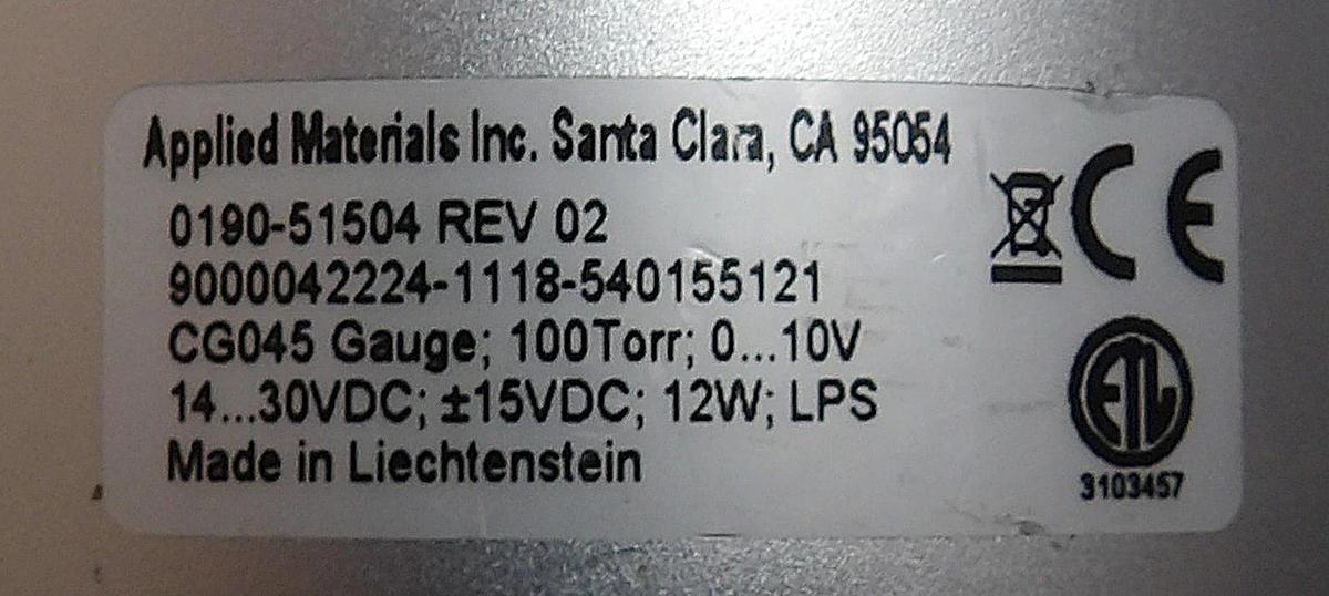 Used Inficon CG045 Capacitance Gauge Baratron AMAT 0190-51504 Working Surplus