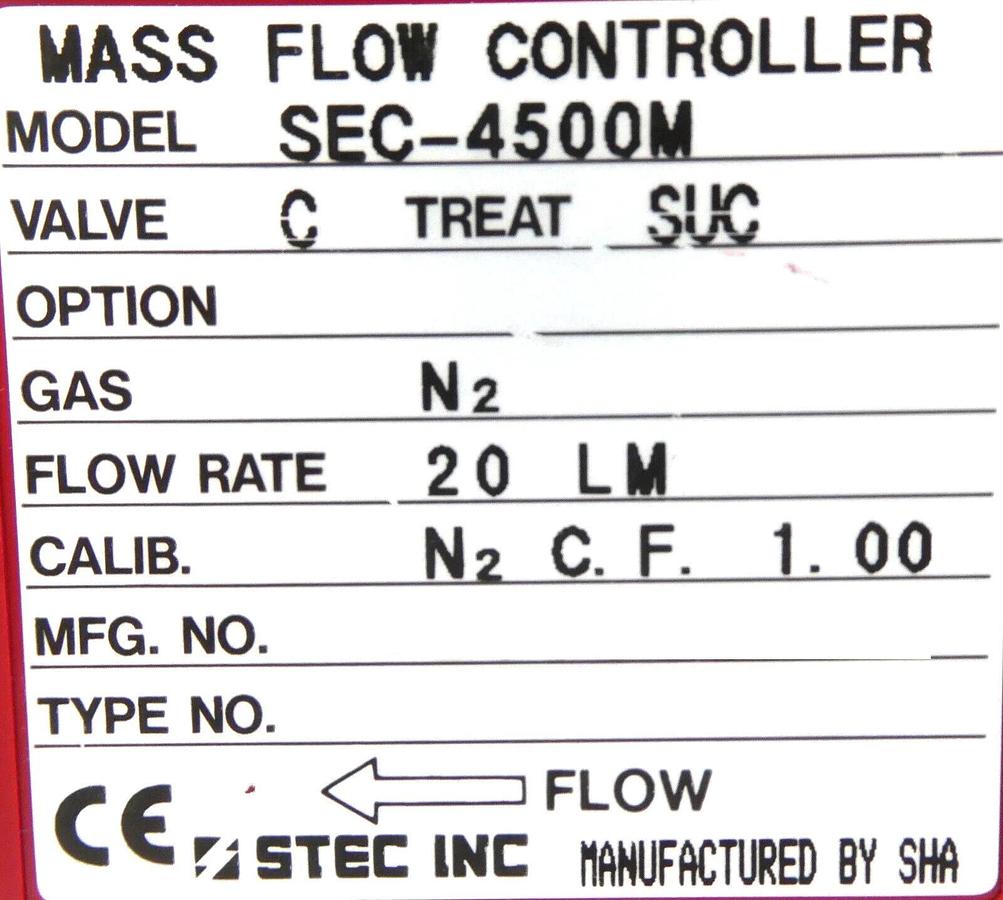 Used Horiba STEC SEC-4500M Mass Flow Controller SEC-4500 20 LM N2 Reseller Lot of 6